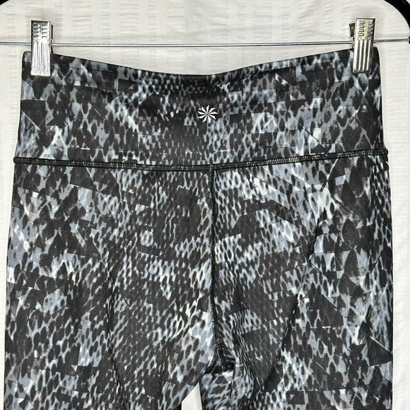 Athleta Leggings Womens Small Black Snakeprint Mid Rise Workout Gym - Picture 4 of 12